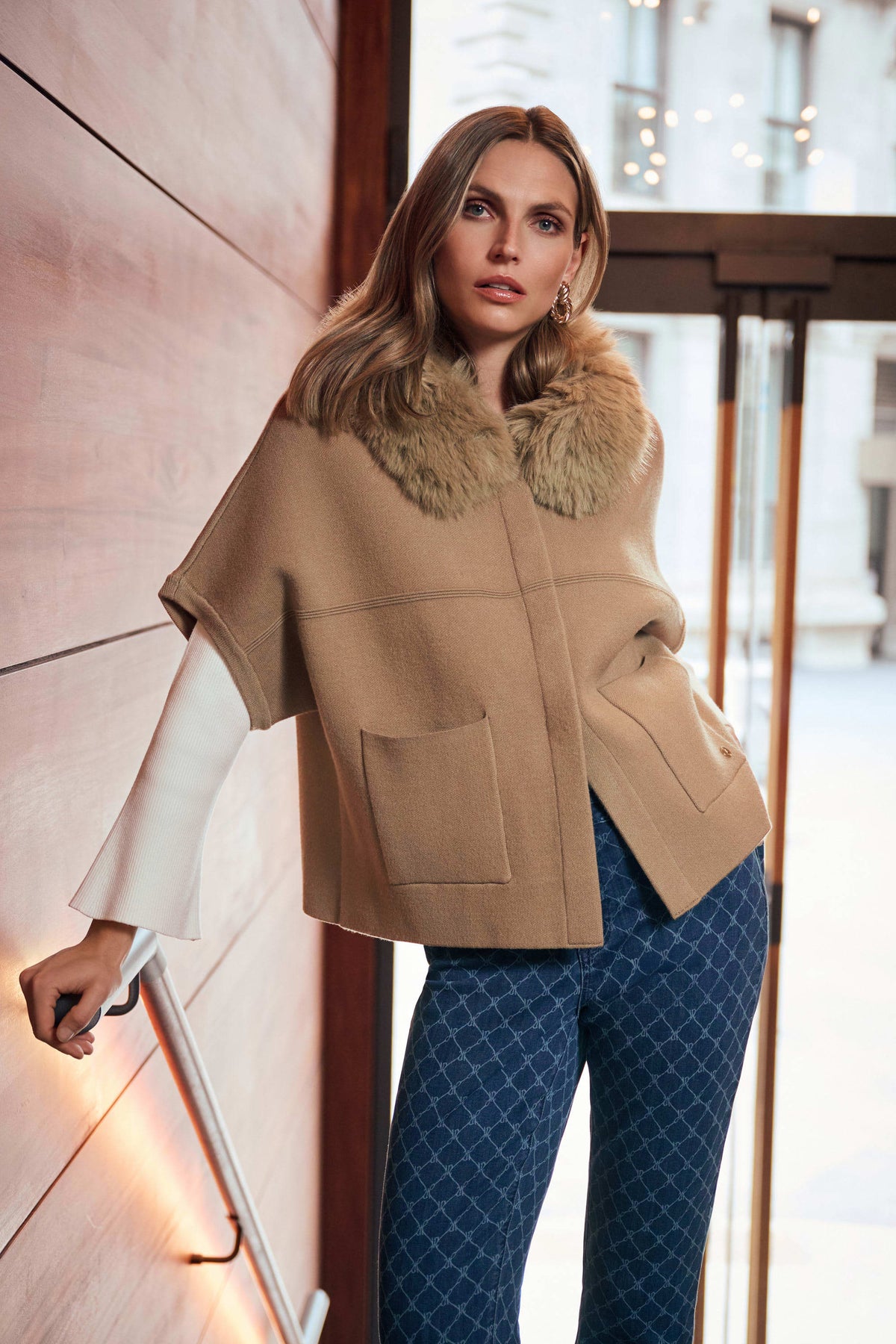 Detachable Faux-Fur Collar Jacket