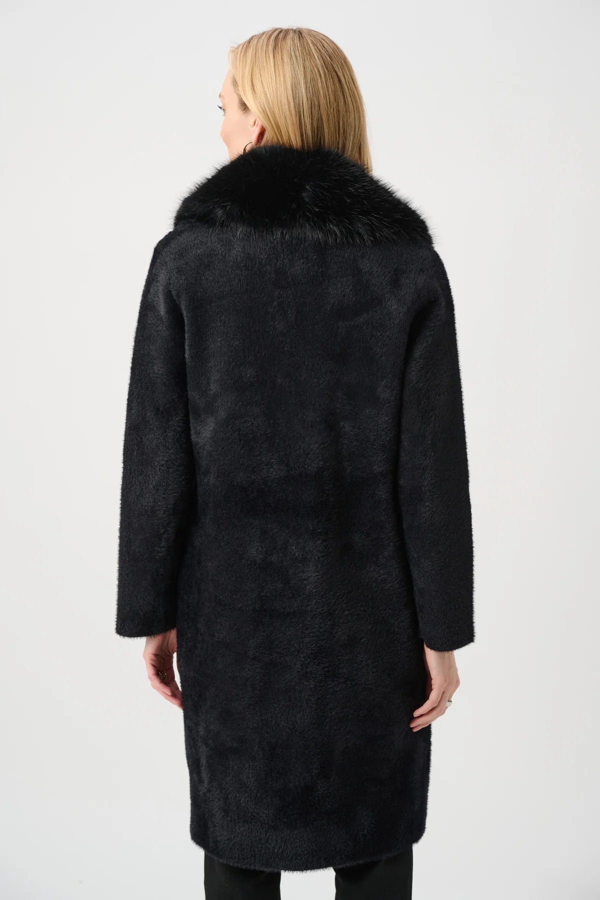 Detachable Faux-Fur Shawl Collar Coat