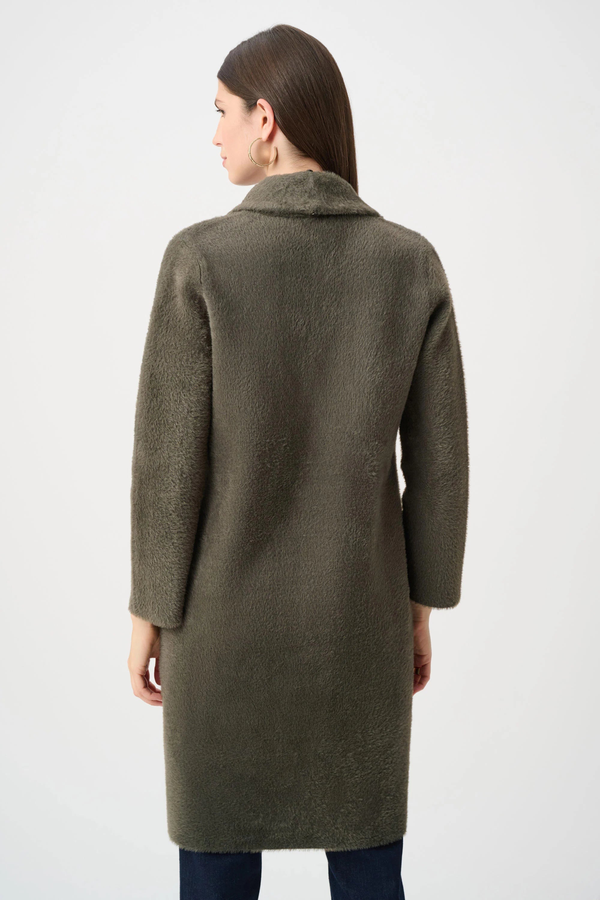 Detachable Faux-Fur Shawl Collar Coat