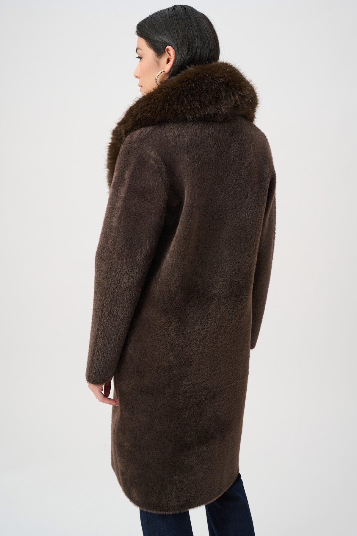 Detachable Faux-Fur Shawl Collar Coat