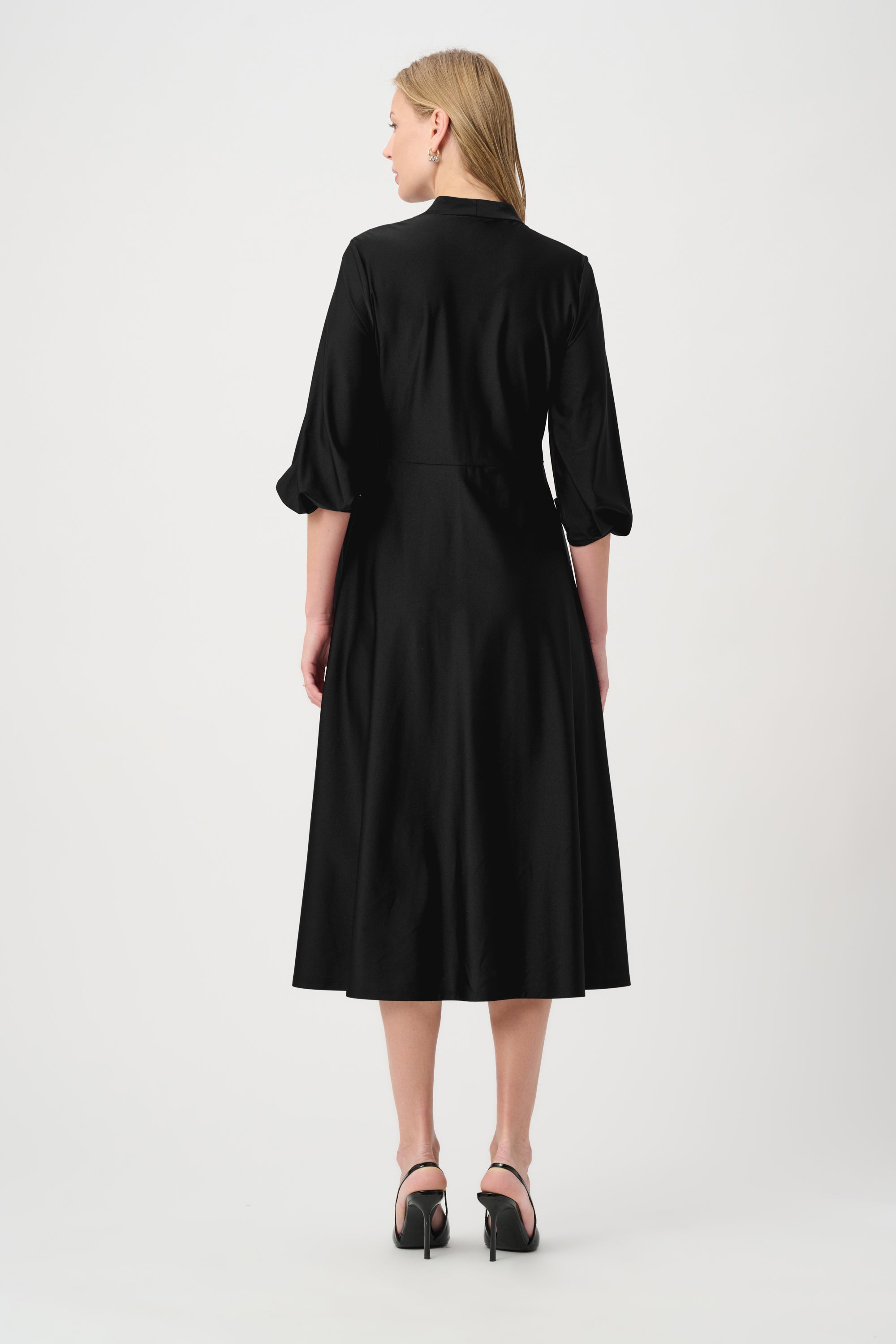 Knit Satin Flowy Wrap Dress