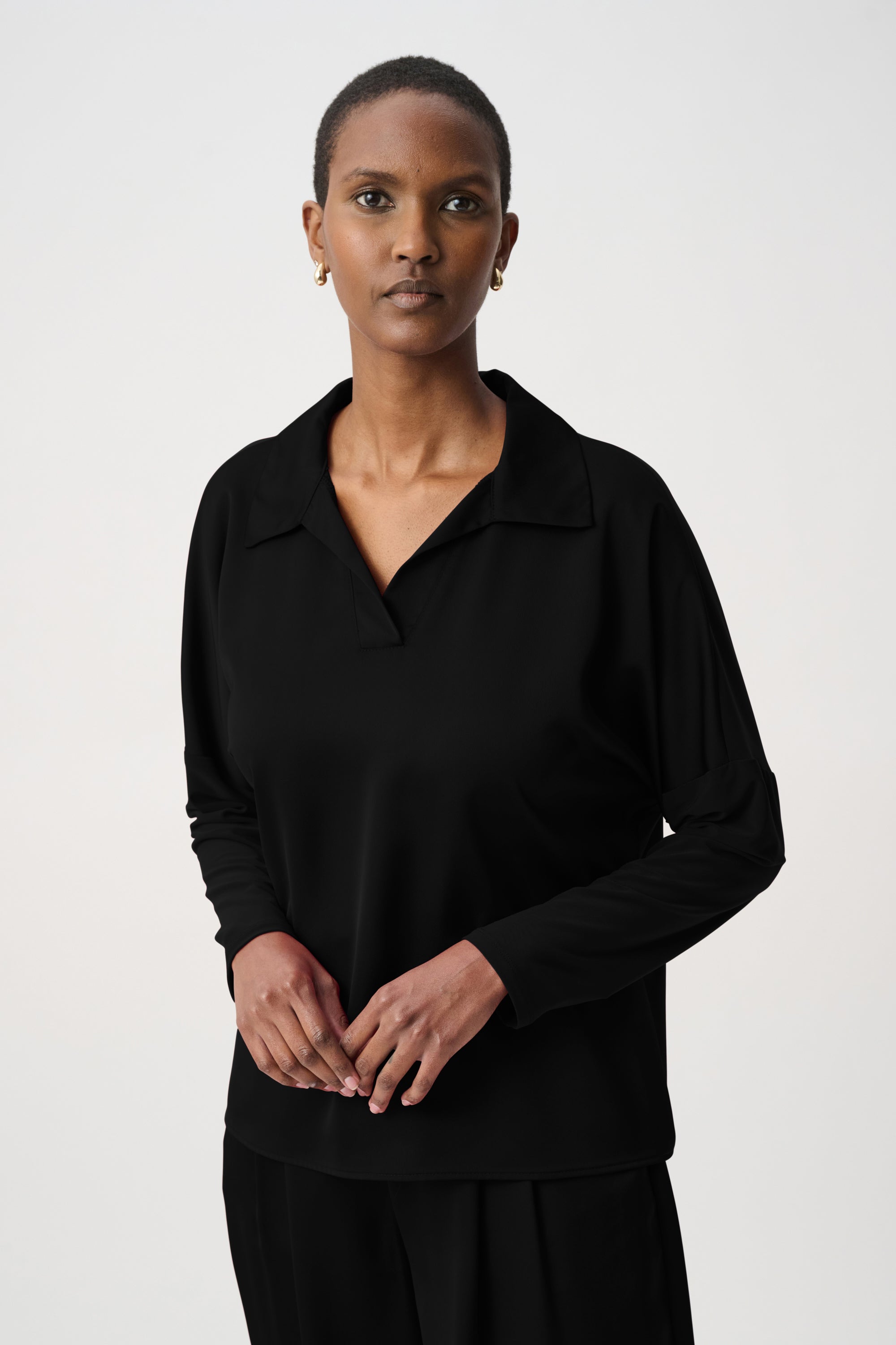 Recycled Satin Shirt Collar Top