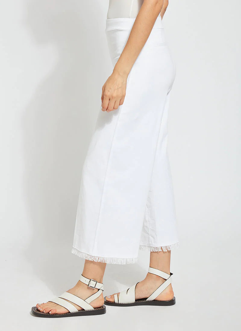 Side image of Lysse Shiloh Palazzo Pant in white.