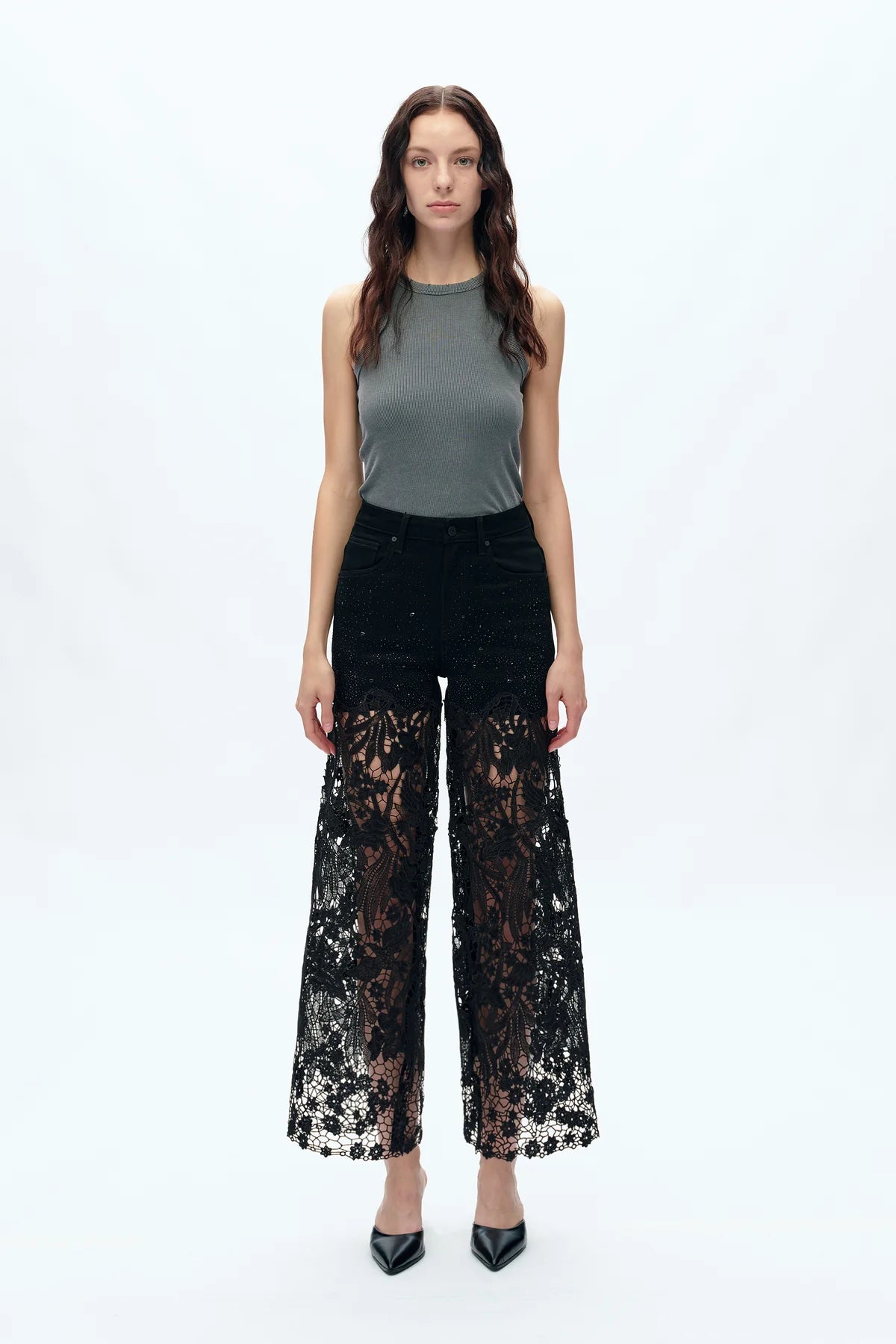 Black Lace Ankle Jean