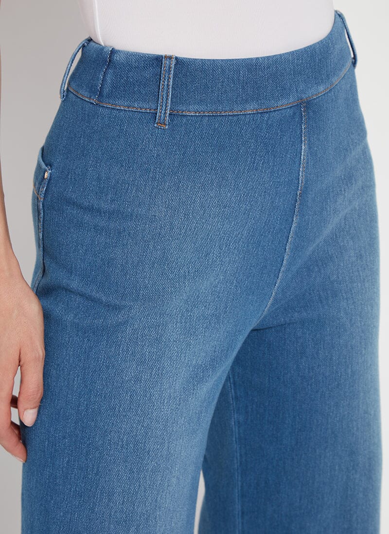Front detail image of lysse Midwash denim pant.