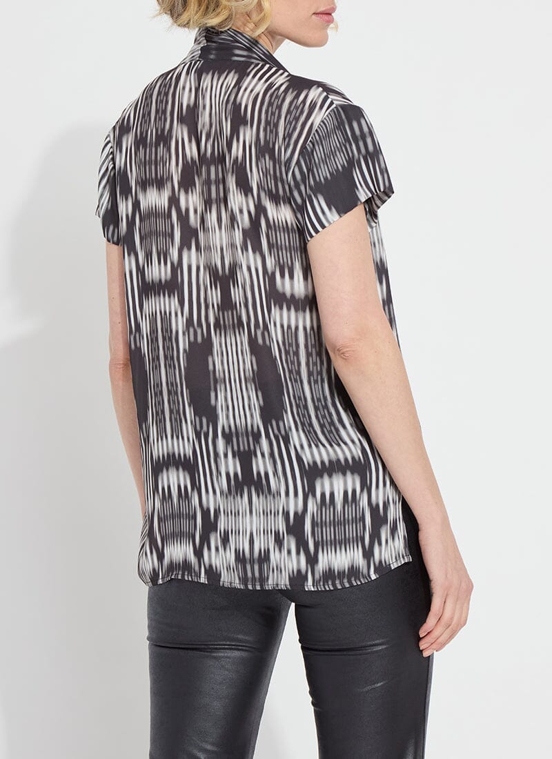 Back image of Lysse Katya Sleeve Top in black print.
