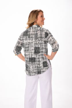 3/4 Sleeve Henley Print Top