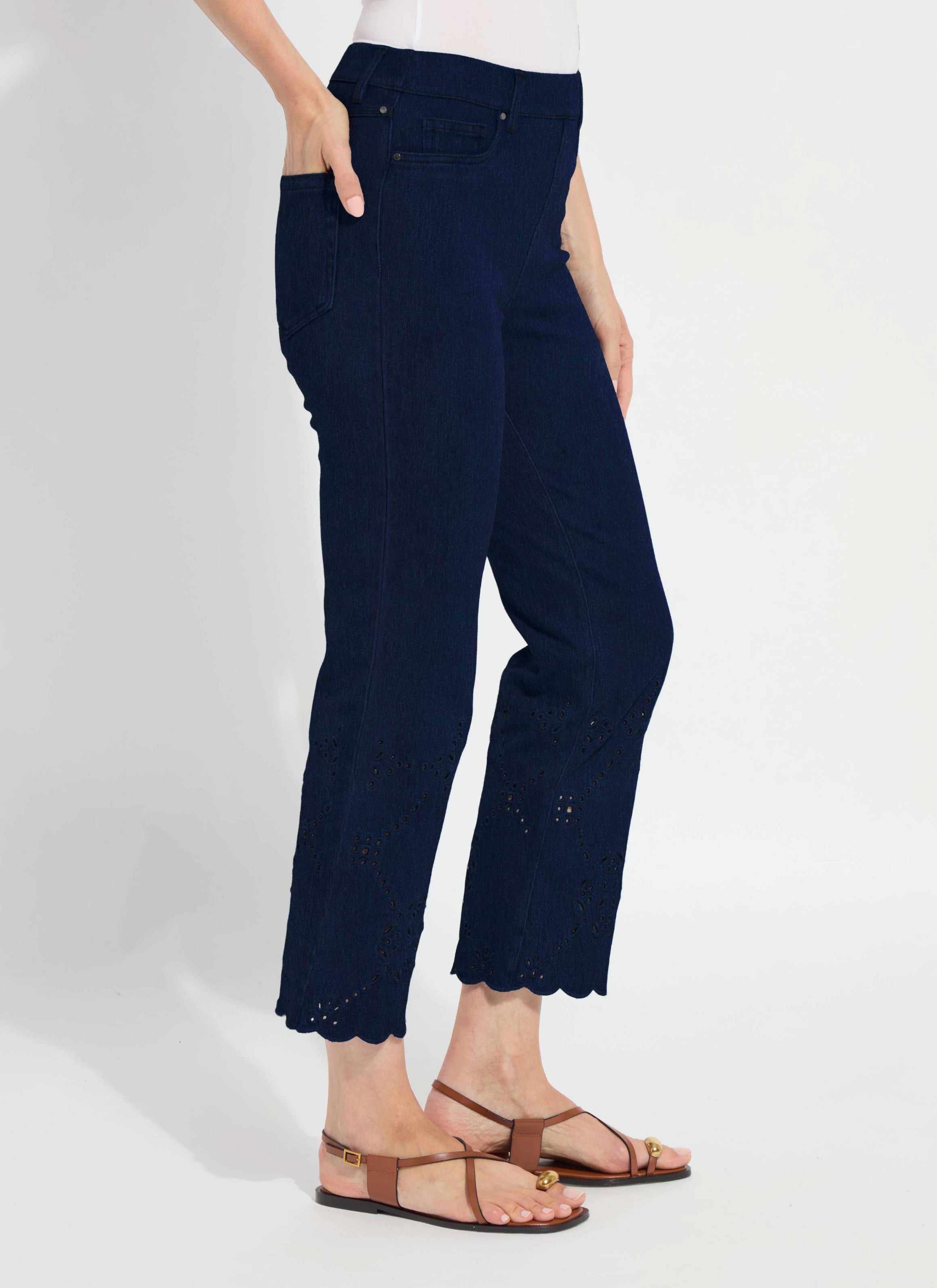 Billie Eyelet Straight Denim (26" Inseam)