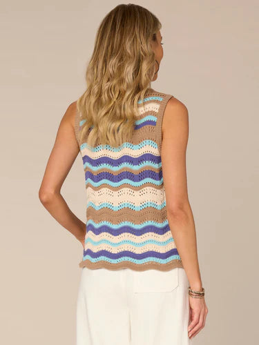 Sleeveless striped sweater tank by Democracy.