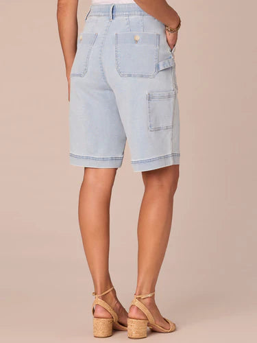 Back image of Democracy skyrise shorts with pockets.