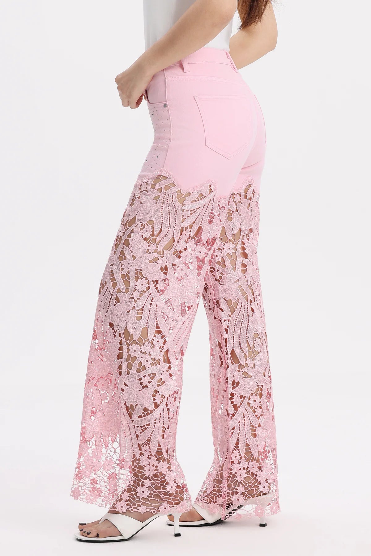 Pink Lace Ankle Jean