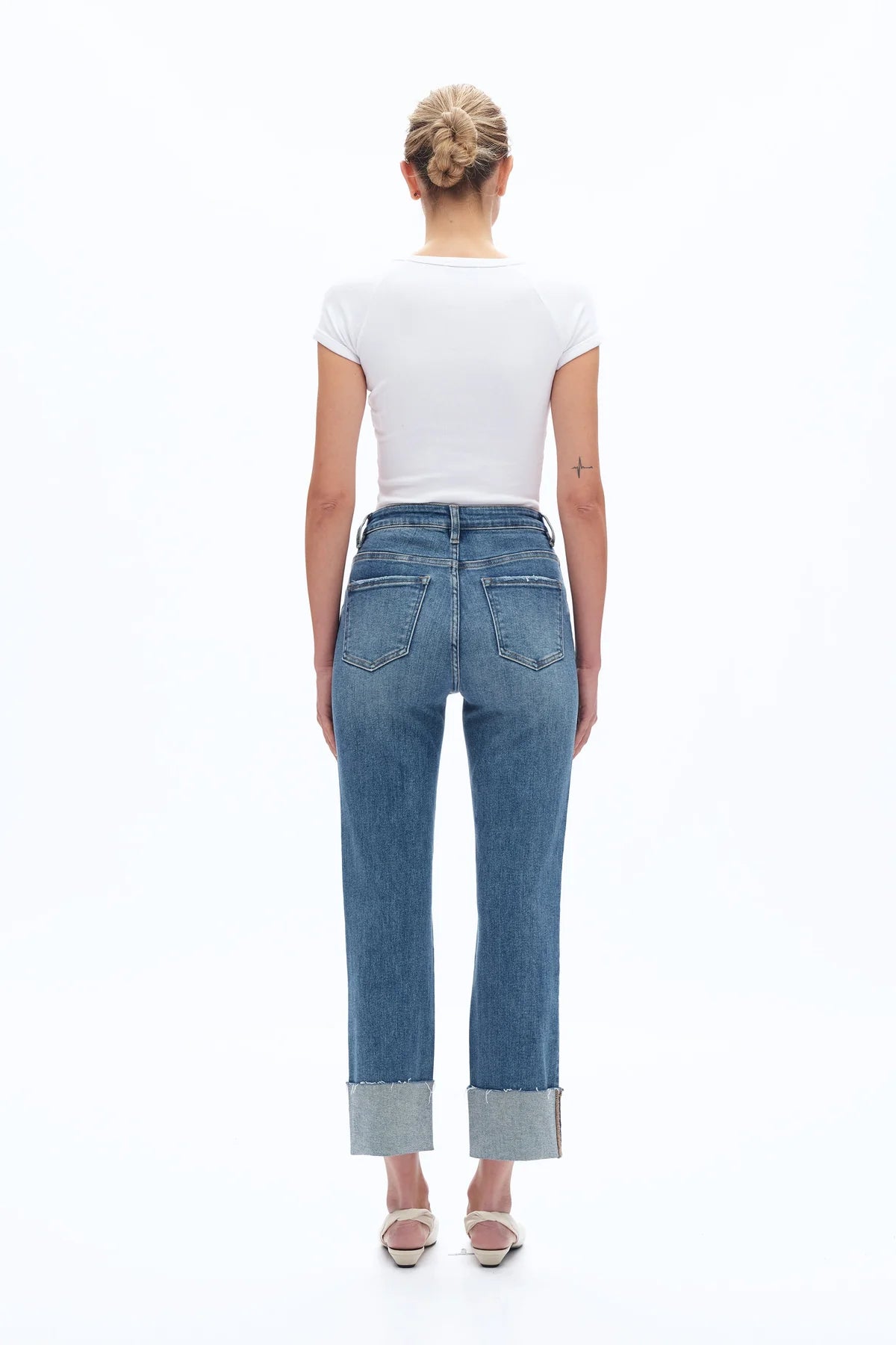 High-Rise Cuffed 28" Denim