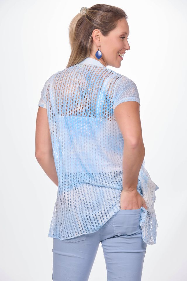 Short Sleeve Blue Swan Built in Cardigan