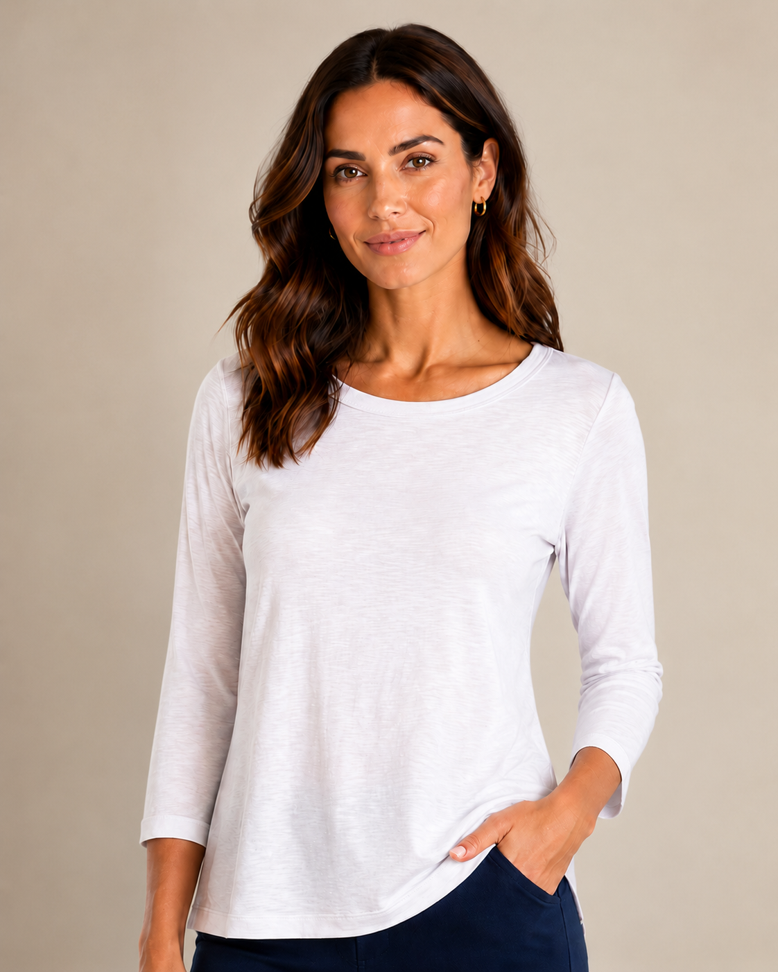 3/4 Slub Boatneck Top