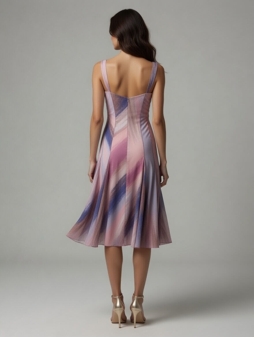 Sleeveless Seamed Mesh Dress