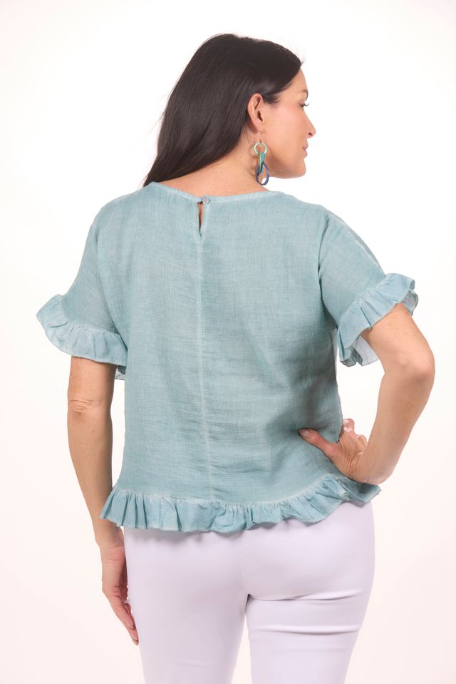 Short Sleeve Ruffle Edge Top