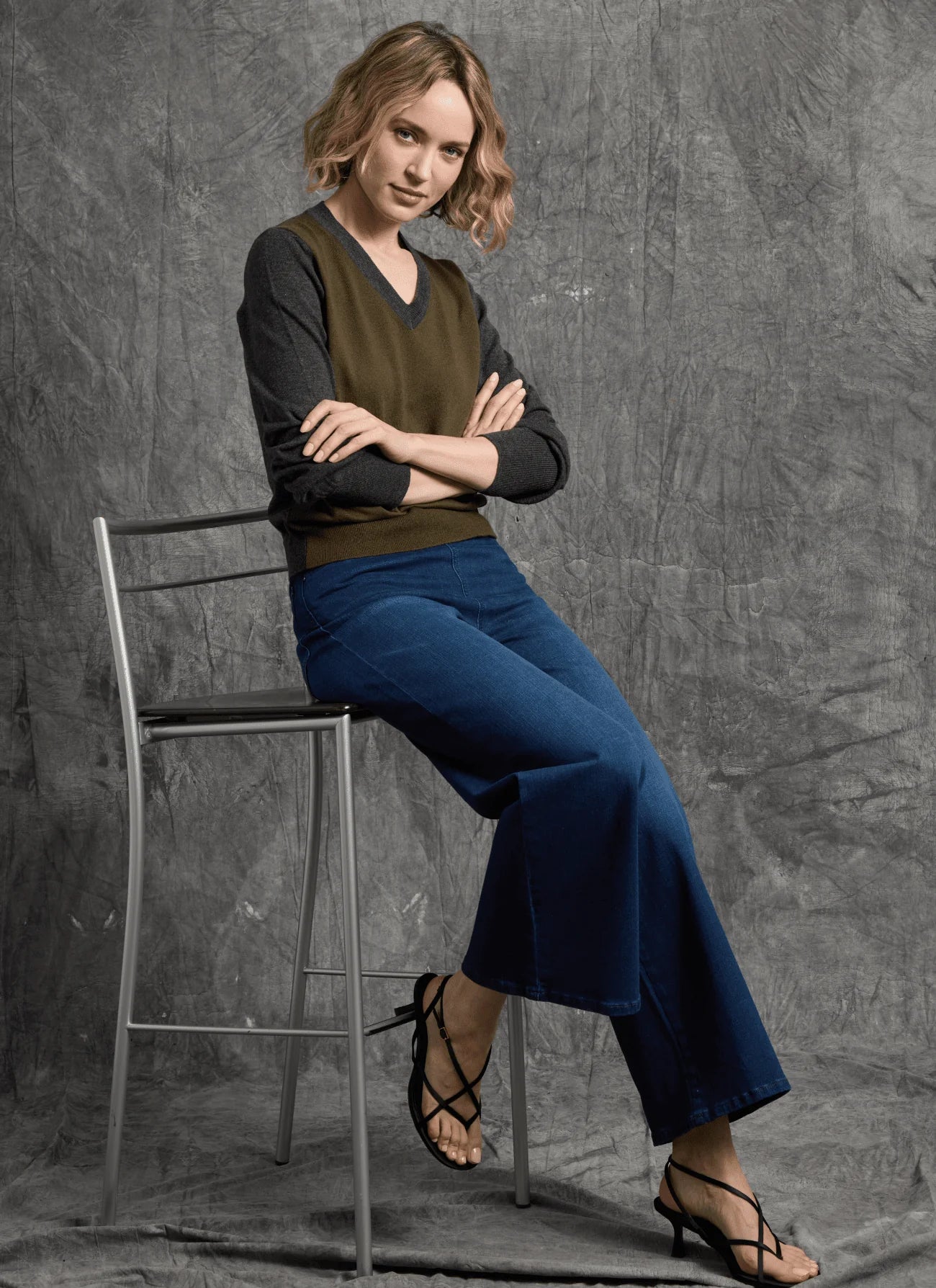 Front image of Lysse Sylvie Wide Leg Denim pant.
