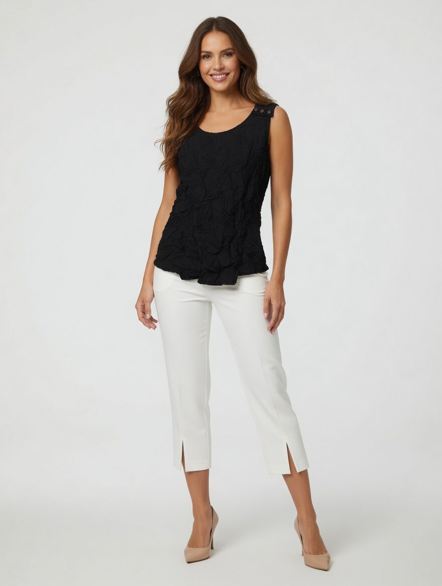 Sleeveless Button Detail Crush Tank