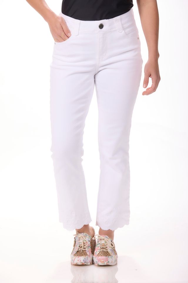 High Rise Cropped Flare with Embroidery