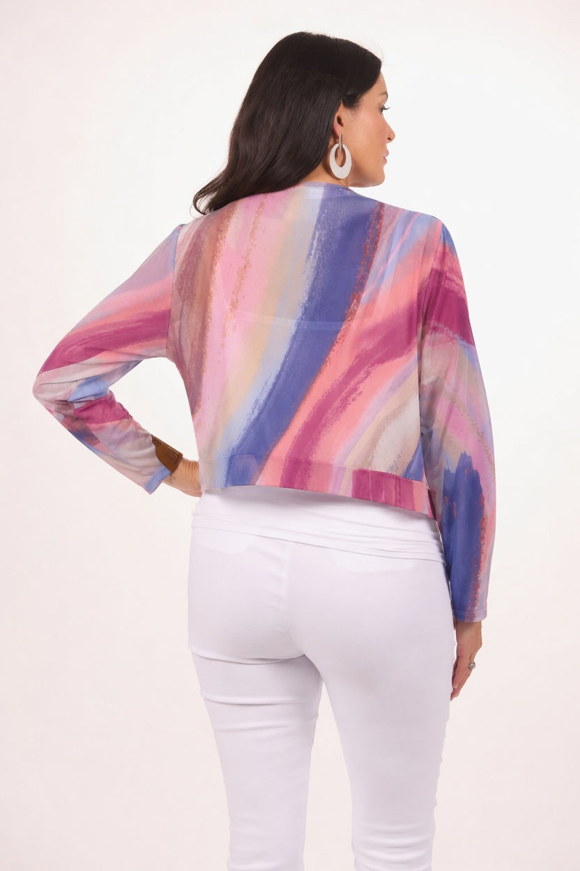 Multi Print Mesh Cardigan