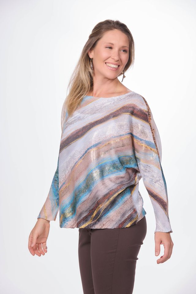 Blue Wave Batwing Sweater