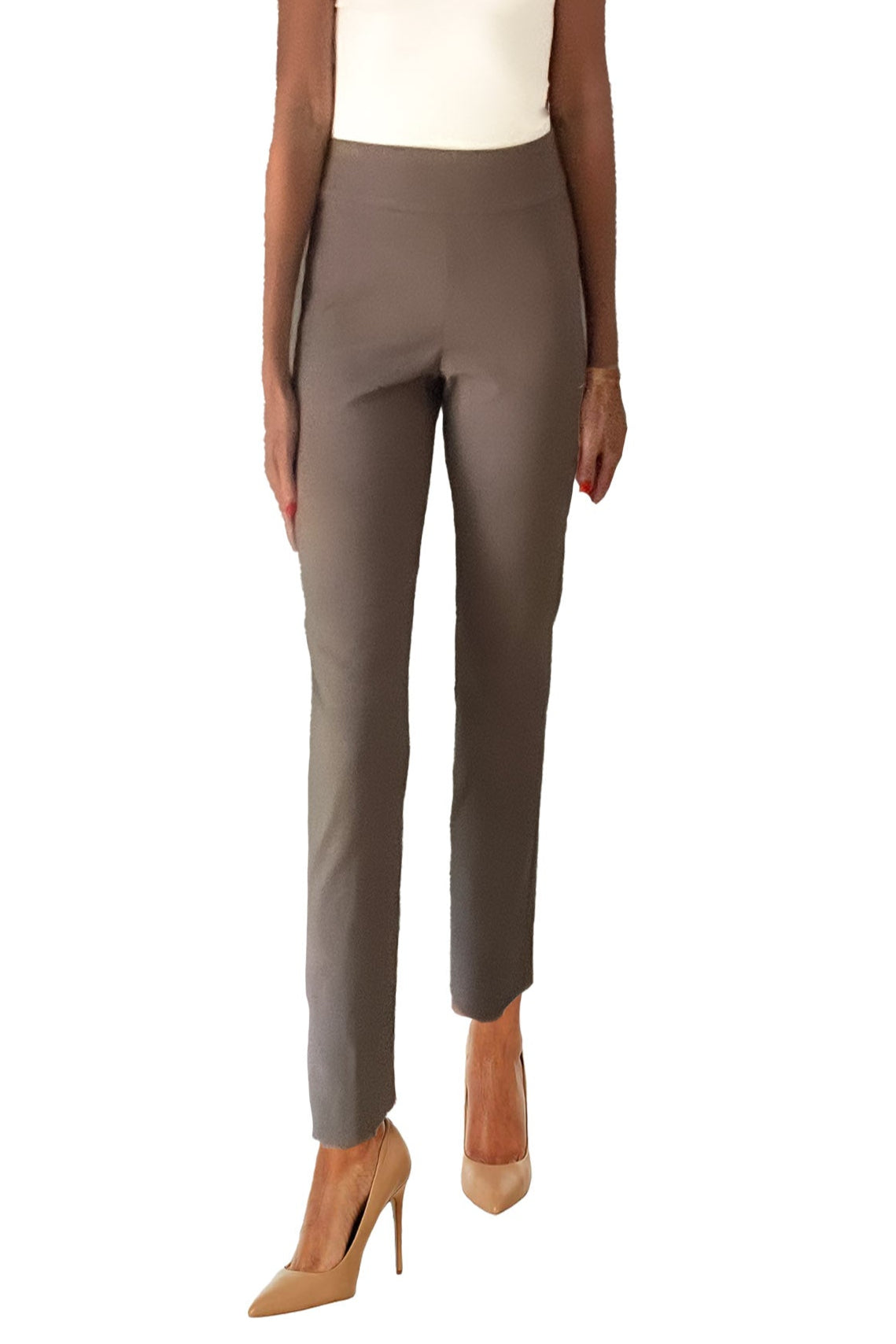 Front image of Krazy Larry pull on pant in mocha.