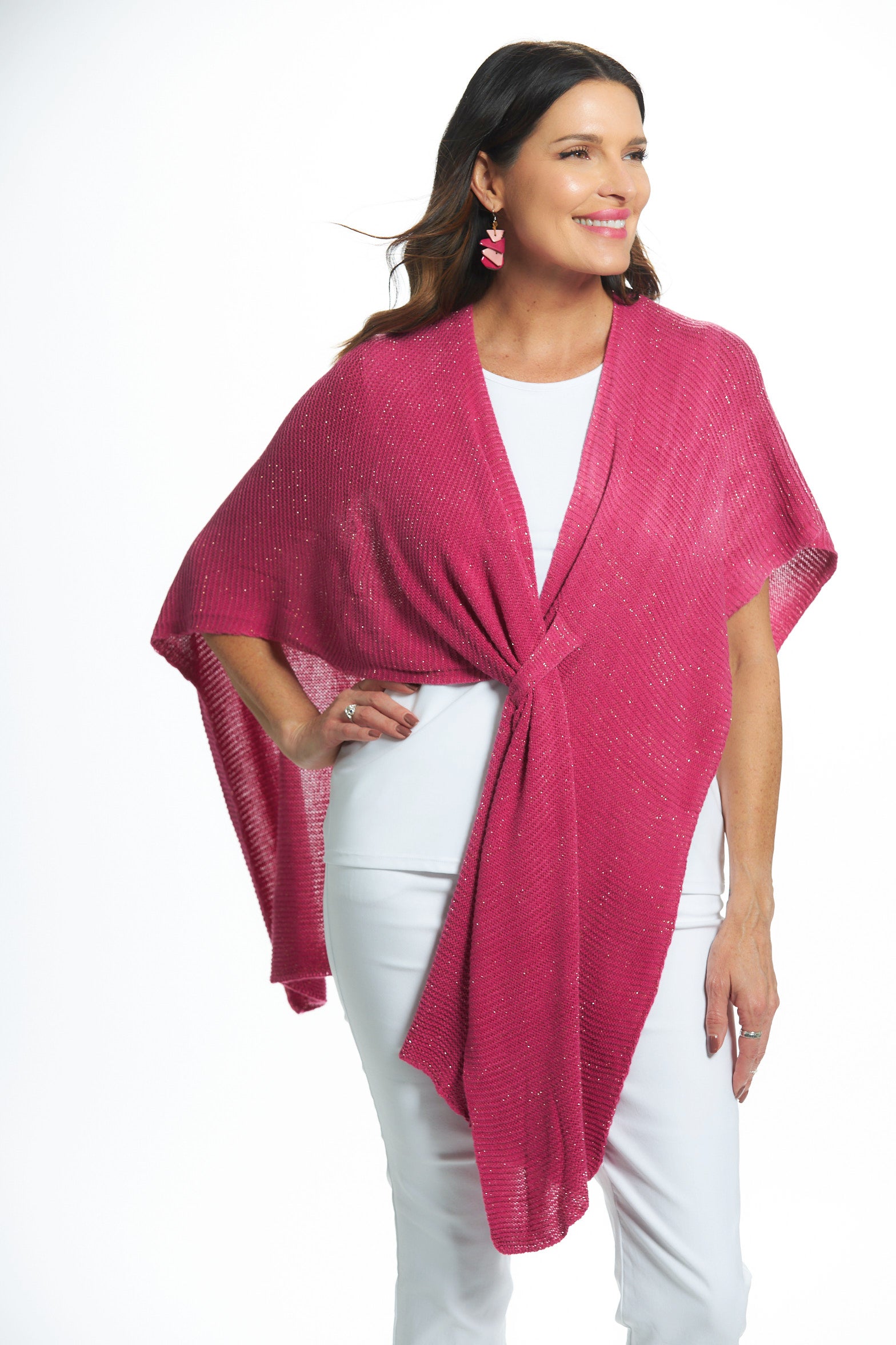 Front view of deep pink llightweight wrap