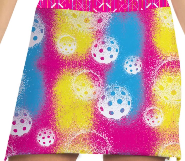 Front image of pull on skort. Skort obsession pickleball vibes skort.