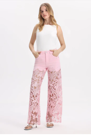 Pink Lace Ankle Jean