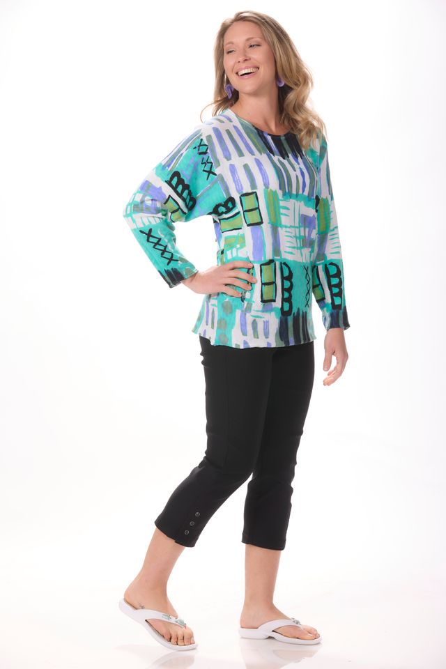 3/4 Sleeve Geo Print Top
