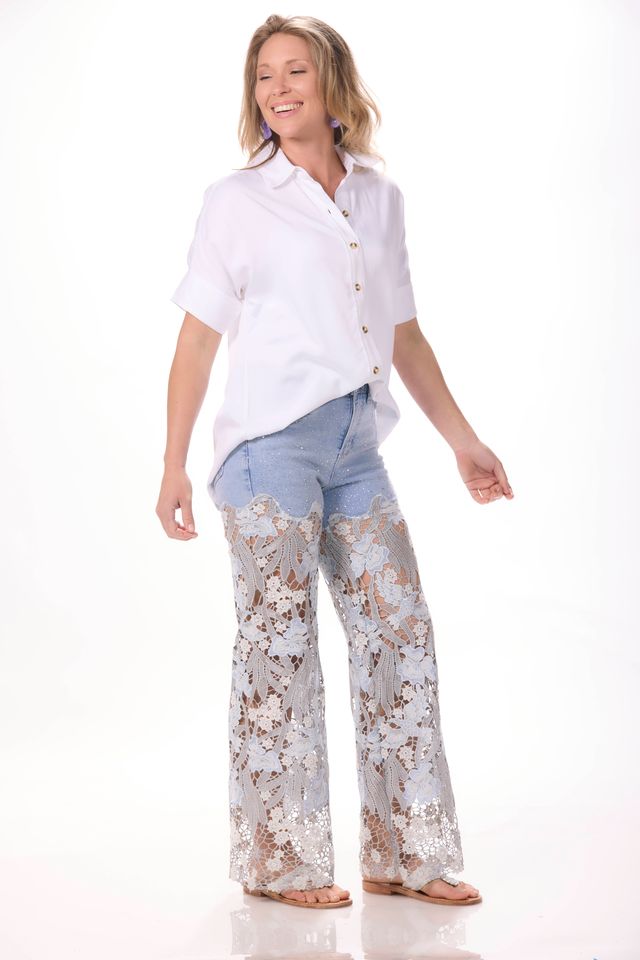 Blue Lace Ankle Jean