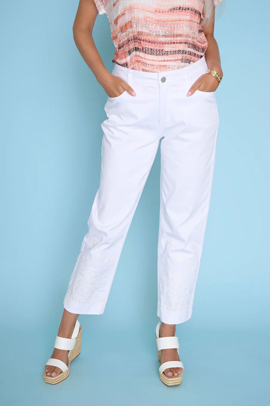 5 Pocket Embroidered Denim