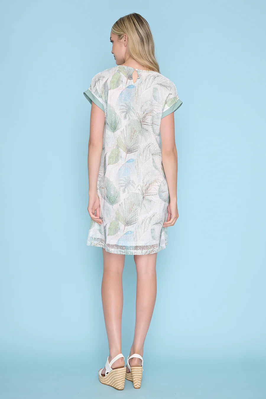 V-Neck Printed Lace Dress