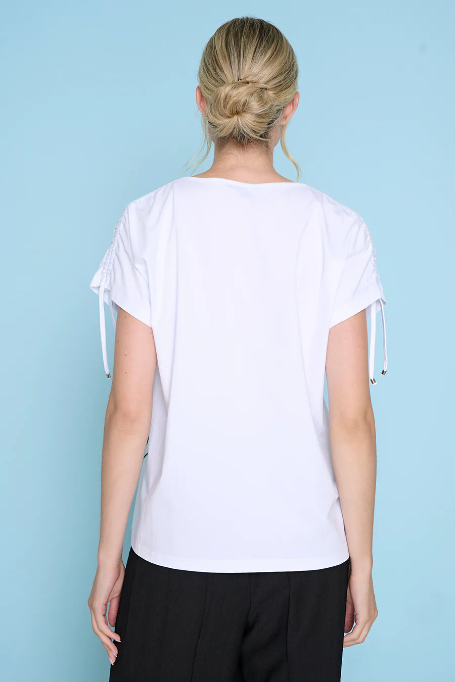 Ruched Shoulder Embellished Top
