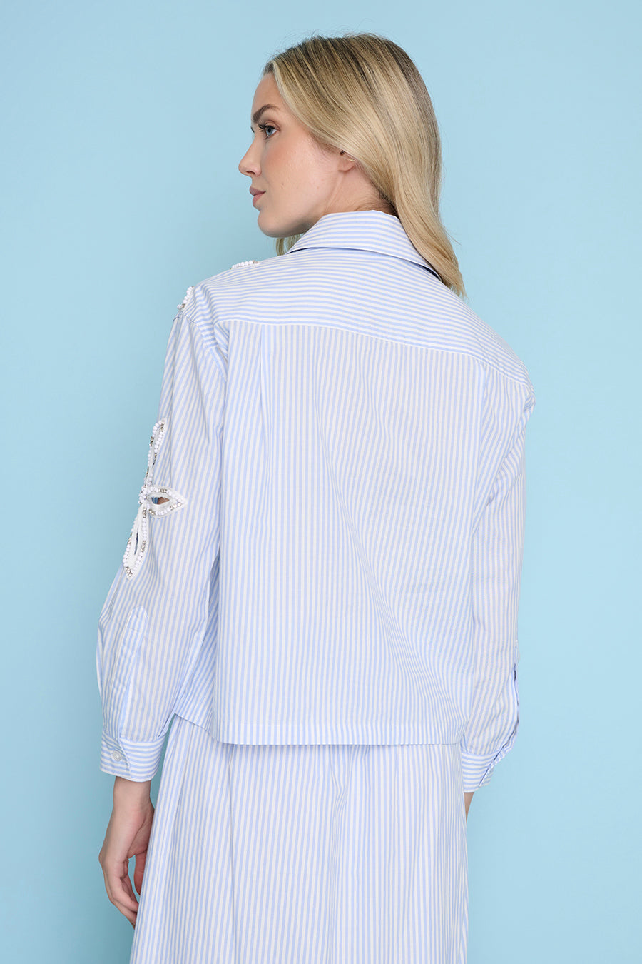 Long Sleeve Floral Embellished Shirt