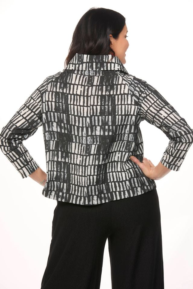 Back image of Shana cowl neck short jacket.