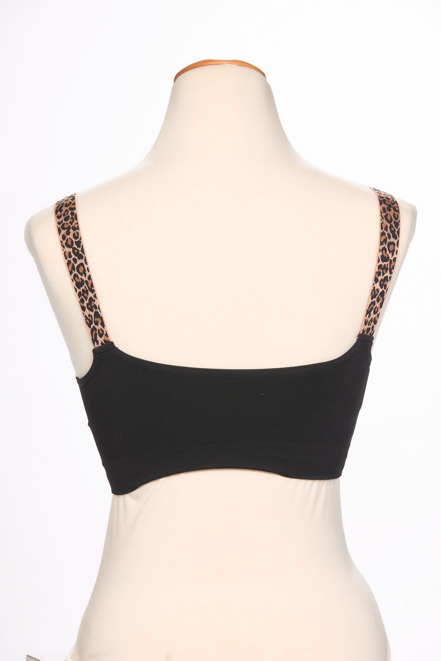 Back image of strap its black leopard bra.