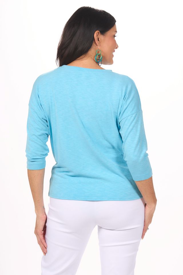 Back image of Nally&Millie turq knot top.