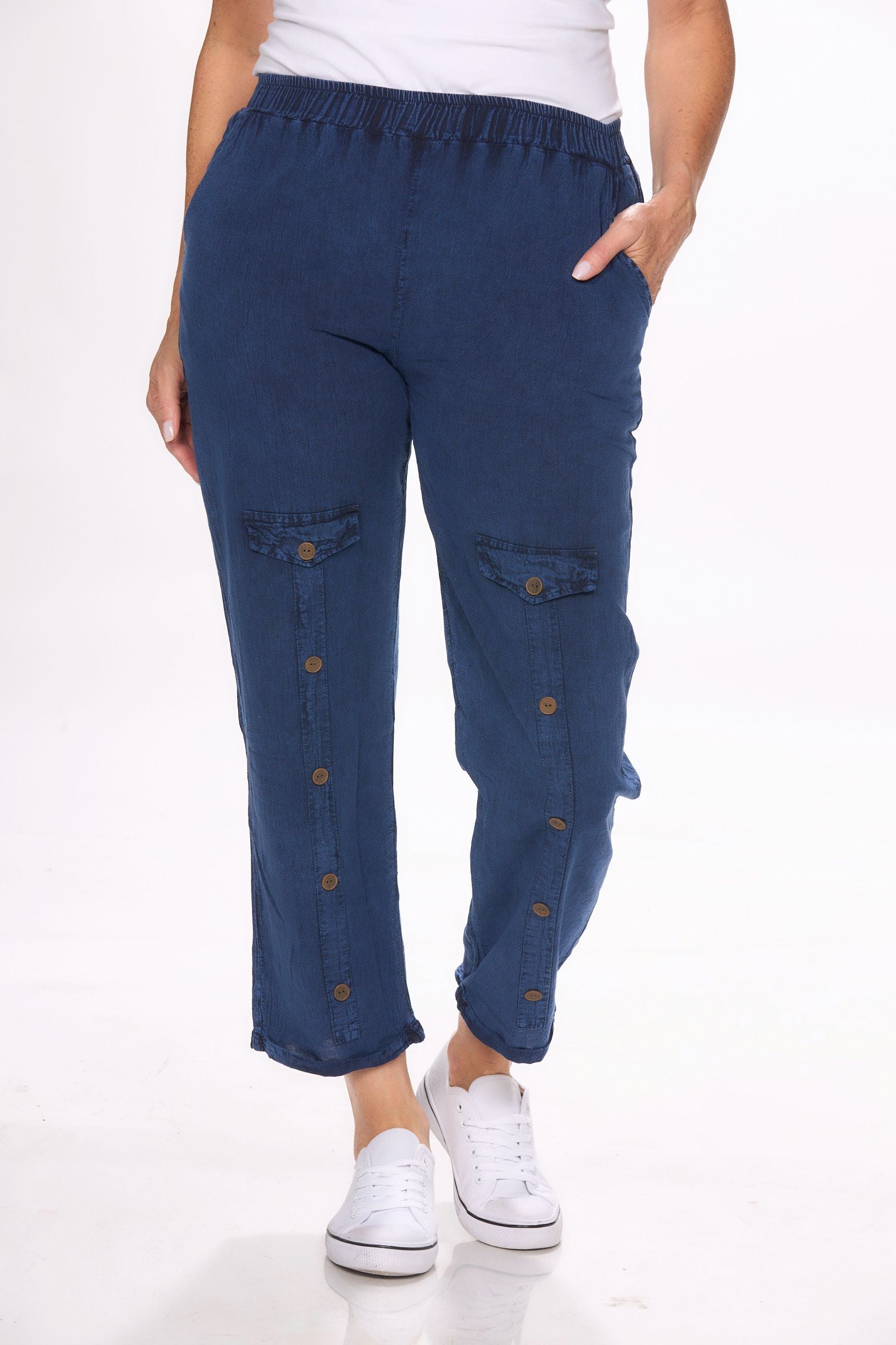 Front image of Giocam pull on dark denim pants.
