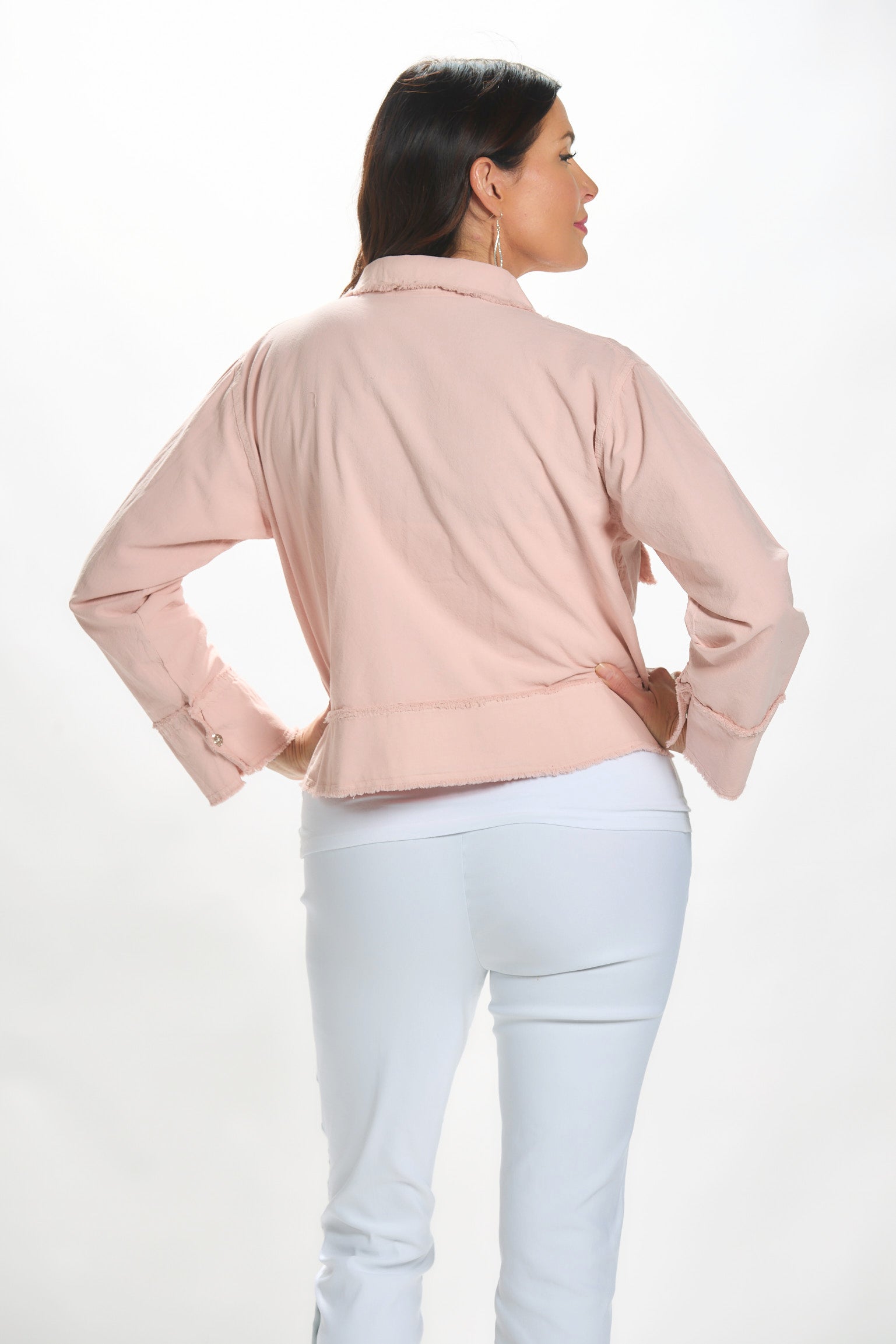 Back image of Giocam blush jacket.