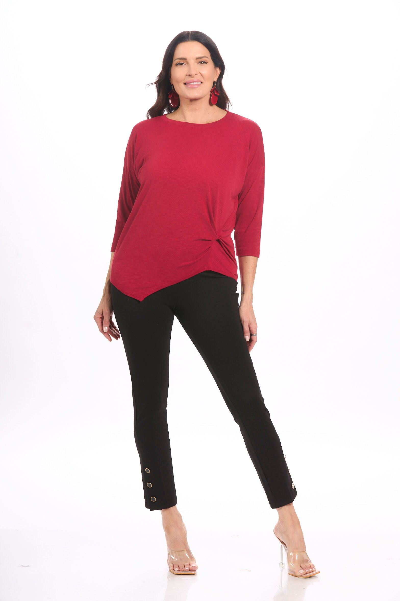 Front image of Nally&Millie chile red knot top.