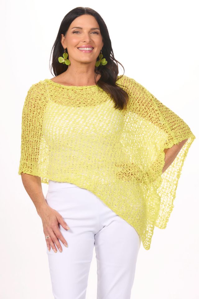 Front image of citrus popcorn poncho by lost river.