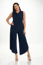 Front image of Mimozza cowl neck outfit in navy. 