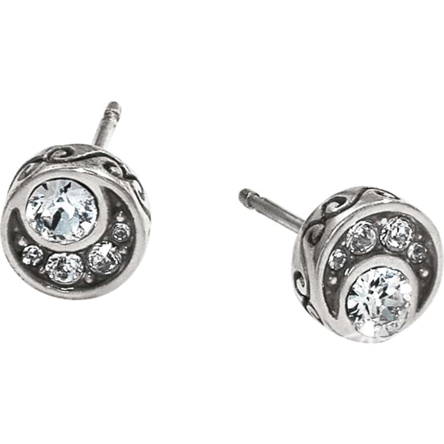 Front image of Brighton Crescent Mini Post Earrings. Silver sparkle earrings by Brighton.