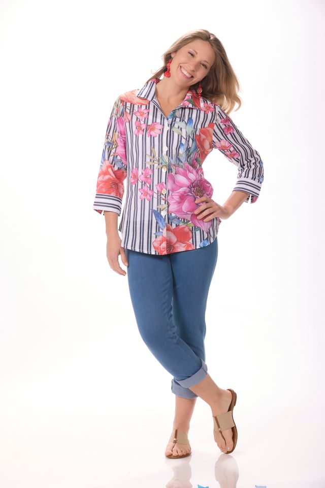 3/4 Sleeve Sunny Print Shirt Jacket