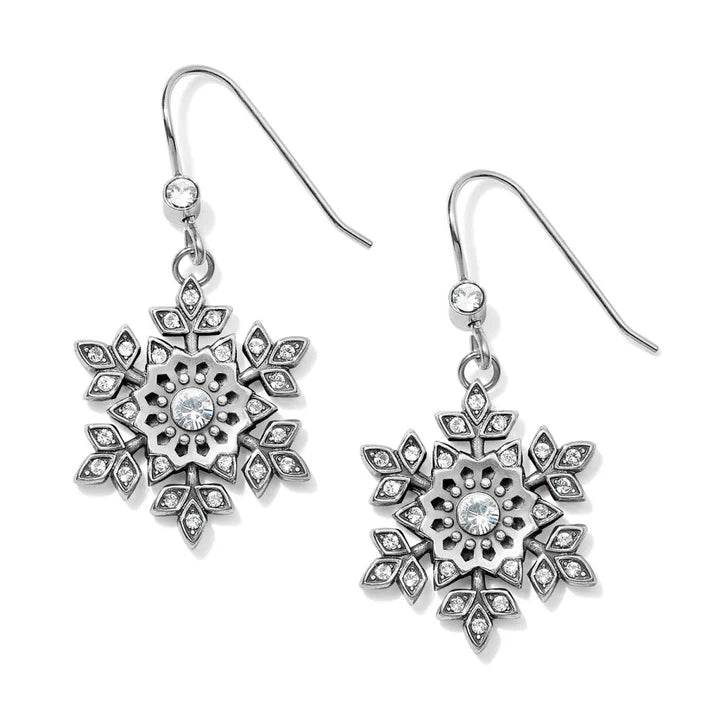 Front image of Brighton Glint snowflake french wire earrings.