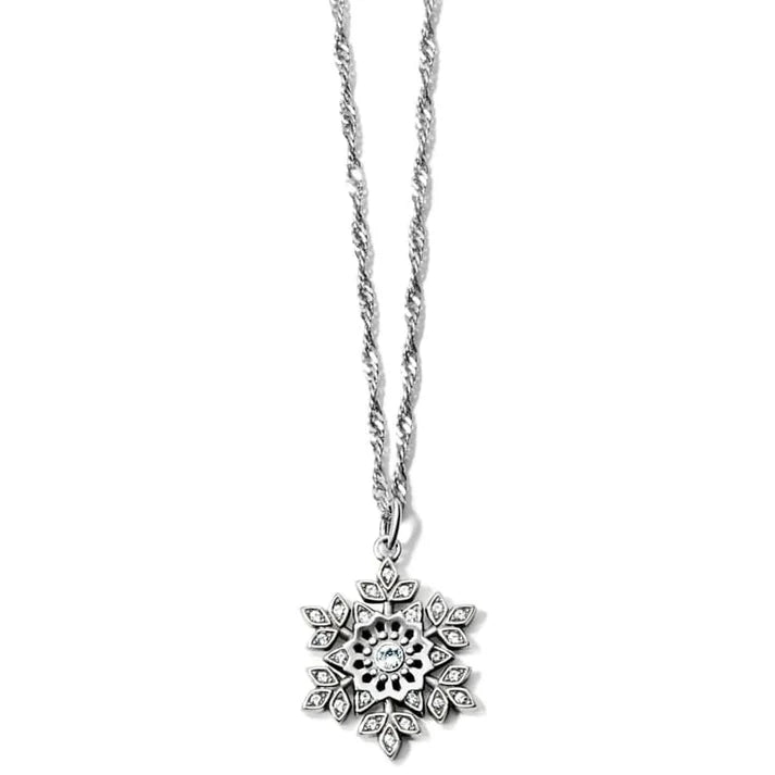 Front image of Brighton glint snowflake necklace.