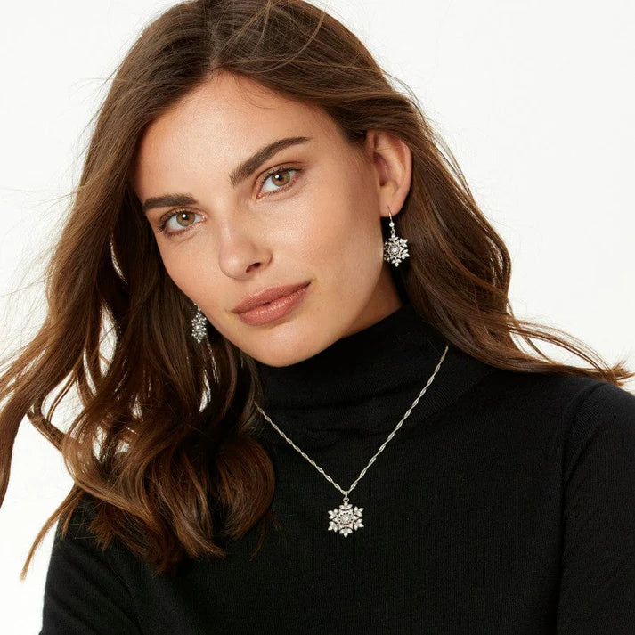 Front image of Brighton glint snowflake necklace.