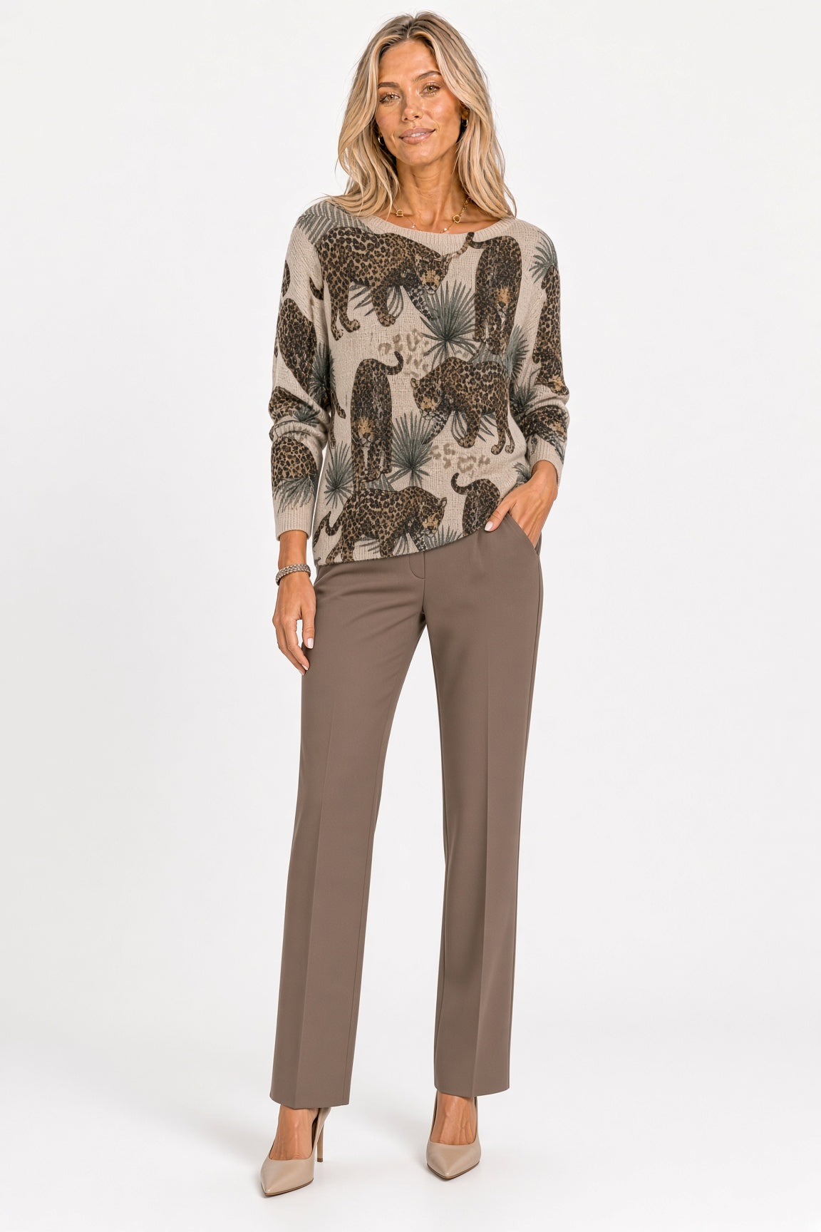 Printed Batwing Sweater
