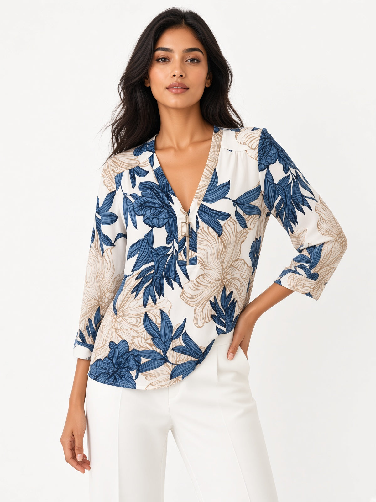 3/4 Sleeve Print Top